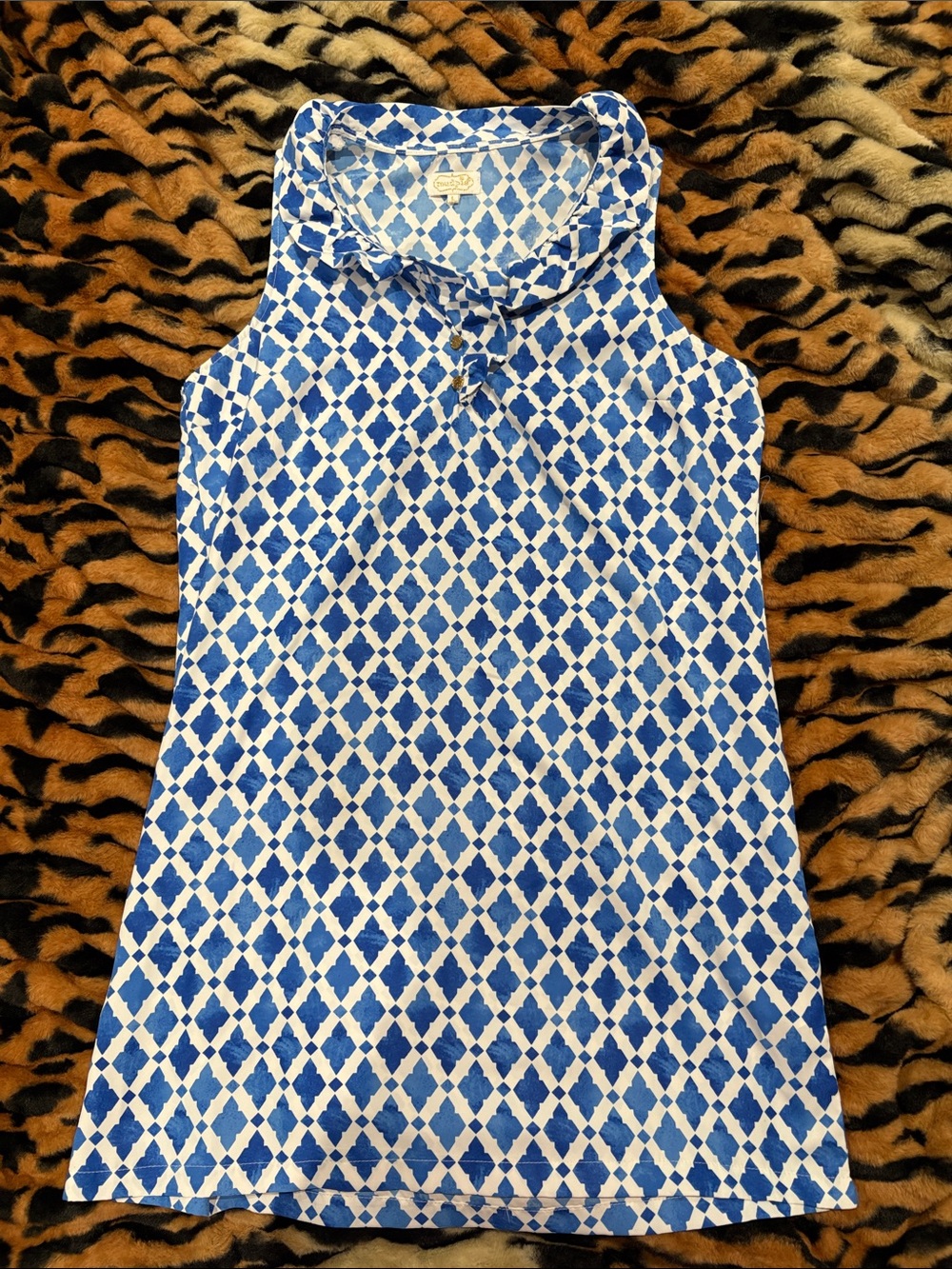 Blue & White Sleeveless Mudpie mini dress size L